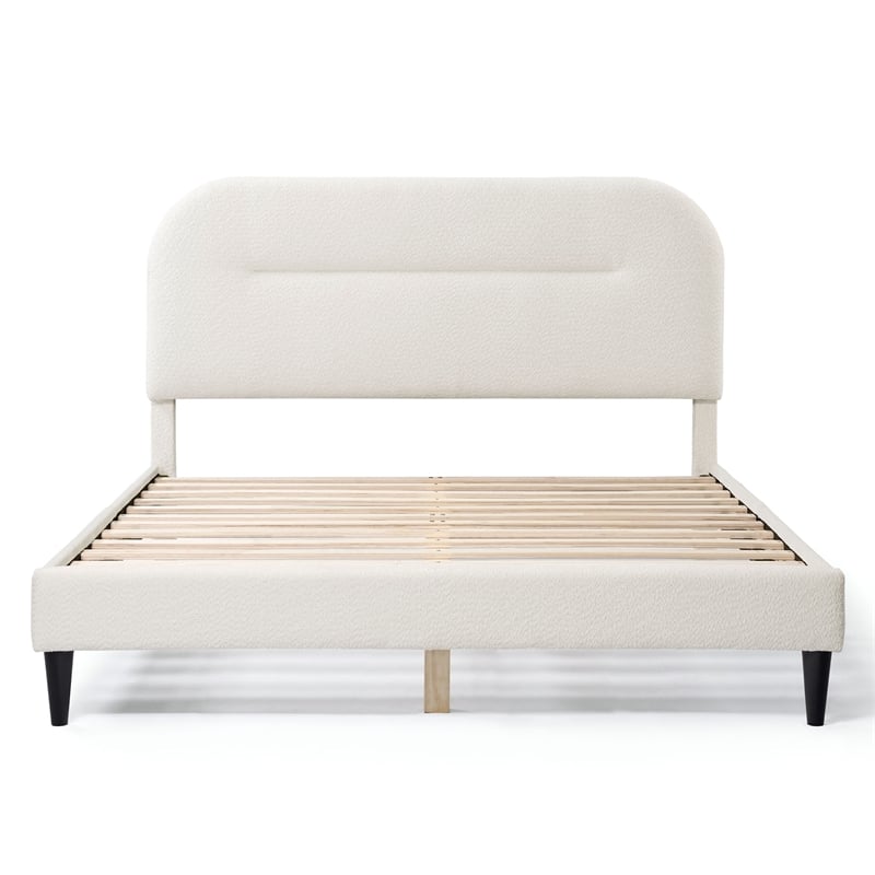 Furniture of America Lila Boucle Fabric Mattress Ready Queen Bed in White