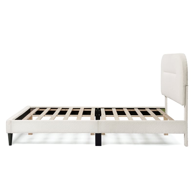 Furniture of America Lila Boucle Fabric Mattress Ready Queen Bed in White