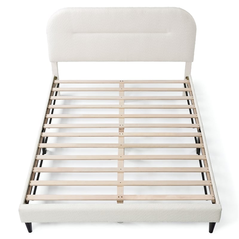 Furniture of America Lila Boucle Fabric Mattress Ready Queen Bed in White
