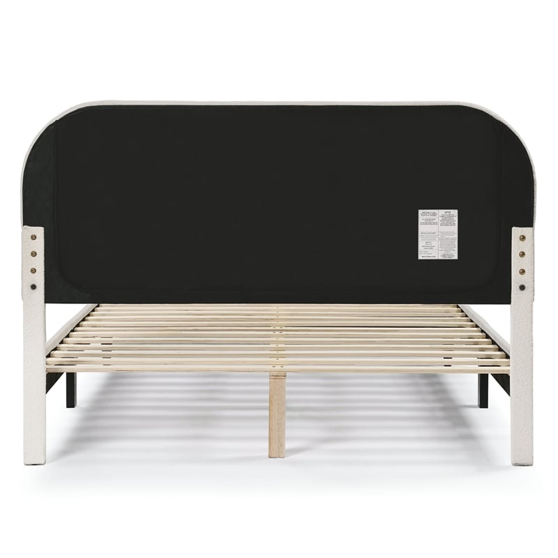 Furniture of America Lila Boucle Fabric Mattress Ready Queen Bed in White
