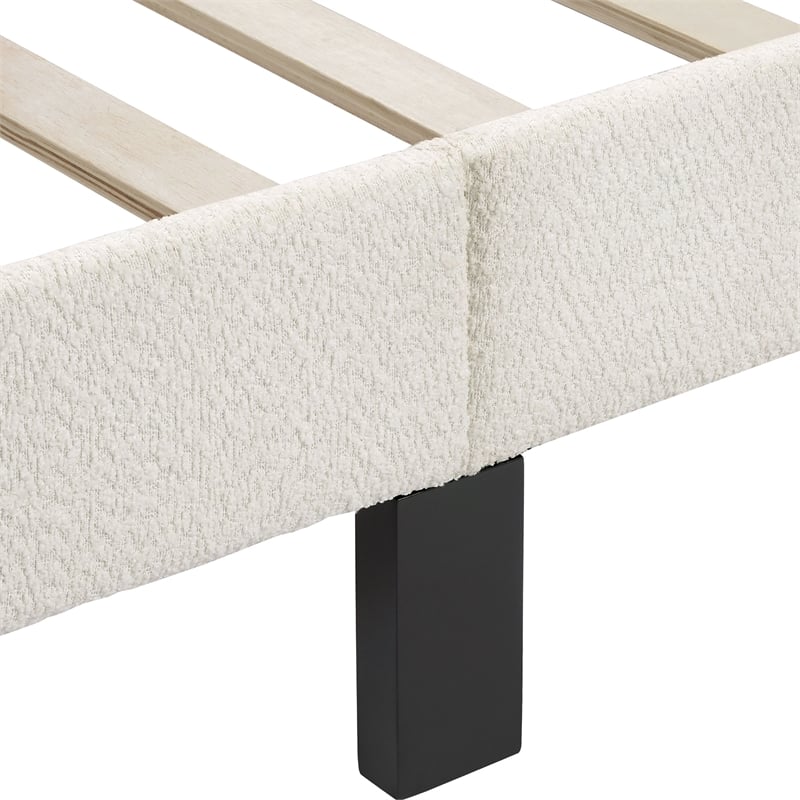 Furniture of America Lila Boucle Fabric Mattress Ready Queen Bed in White