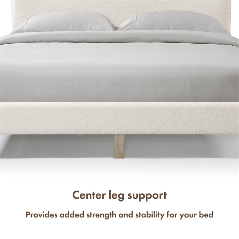 Furniture of America Lila Boucle Fabric Mattress Ready Queen Bed in White