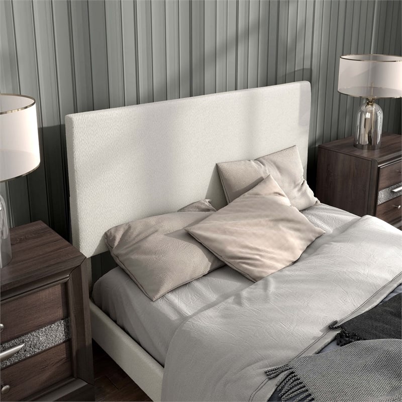 Furniture of America Lila Boucle Fabric Mattress Ready Queen Bed in White