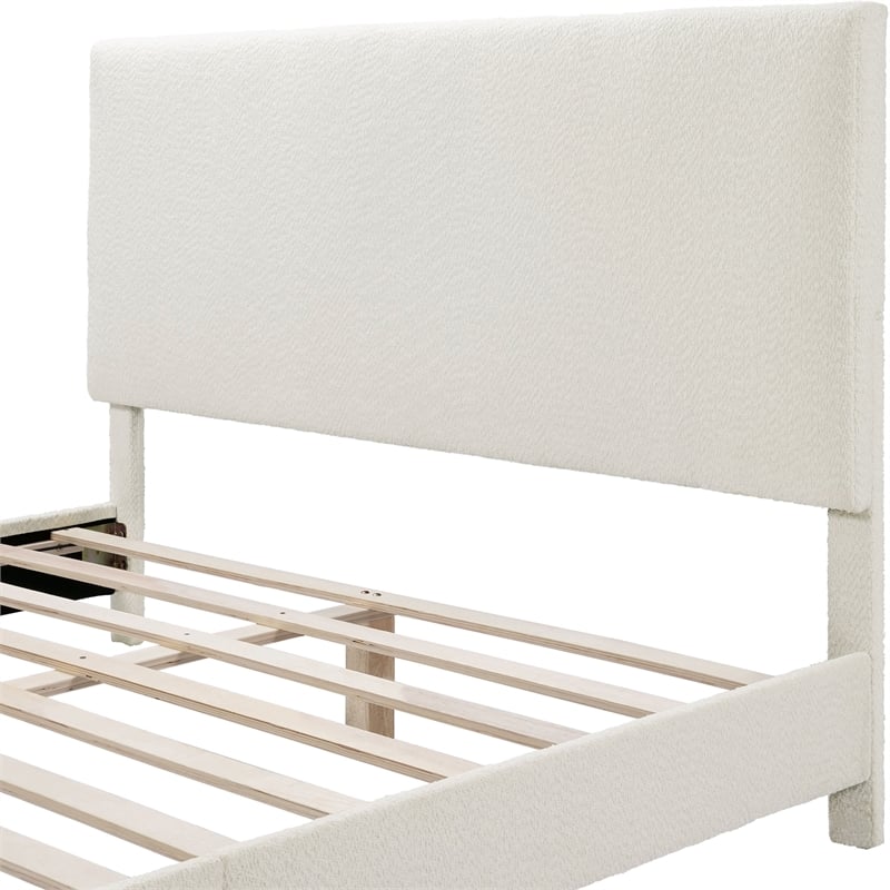 Furniture of America Lila Boucle Fabric Mattress Ready Queen Bed in White