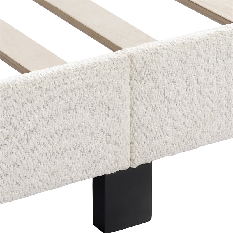 Furniture of America Lila Boucle Fabric Mattress Ready Queen Bed in White