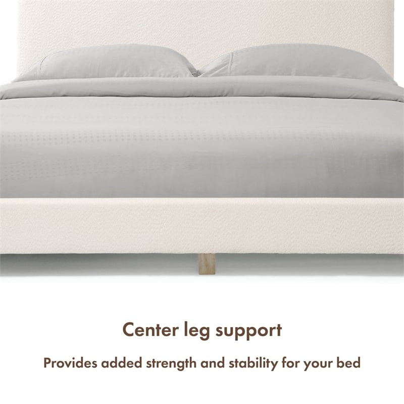 Furniture of America Lila Boucle Fabric Mattress Ready Queen Bed in White