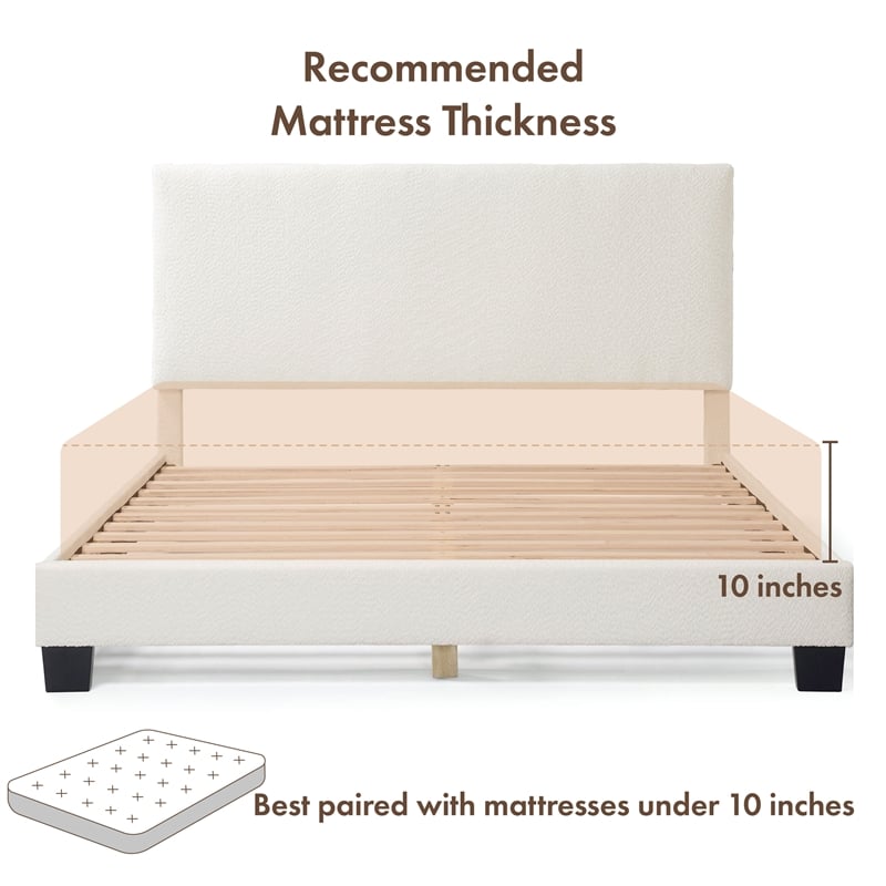 Furniture of America Lila Boucle Fabric Mattress Ready Queen Bed in White