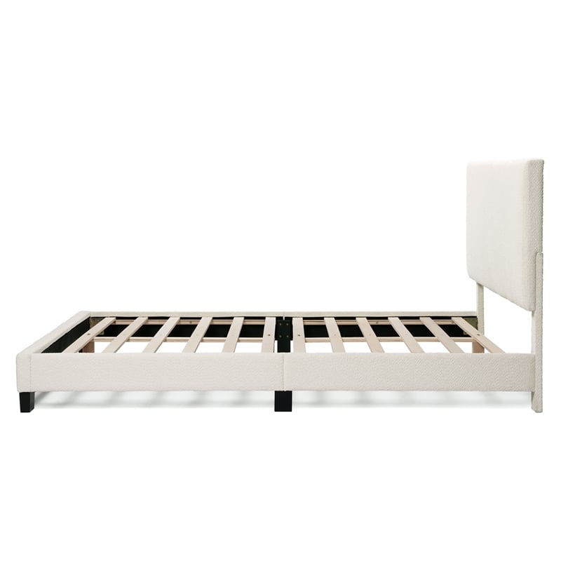 Furniture of America Lila Boucle Fabric Mattress Ready Queen Bed in White
