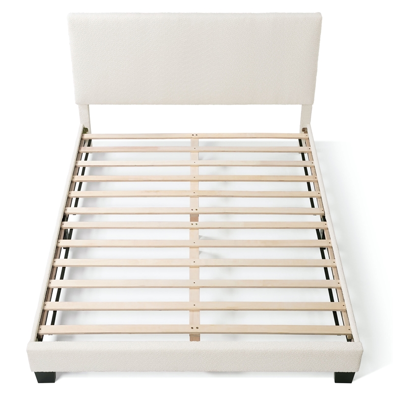 Furniture of America Lila Boucle Fabric Mattress Ready Queen Bed in White