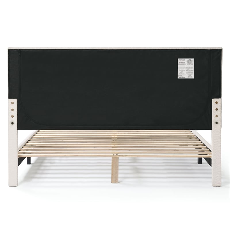 Furniture of America Lila Boucle Fabric Mattress Ready Queen Bed in White