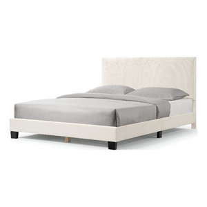 Furniture of America Lila Boucle Fabric Mattress Ready Queen Bed in White
