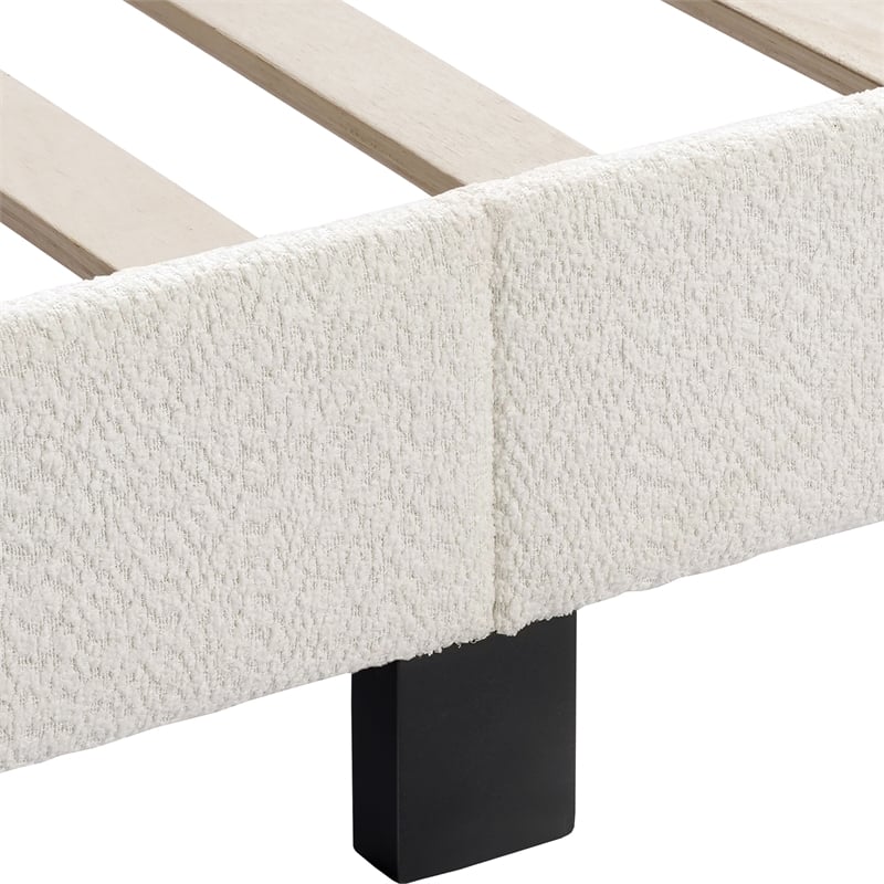 Furniture of America Lila Boucle Fabric Mattress Ready Queen Bed in White