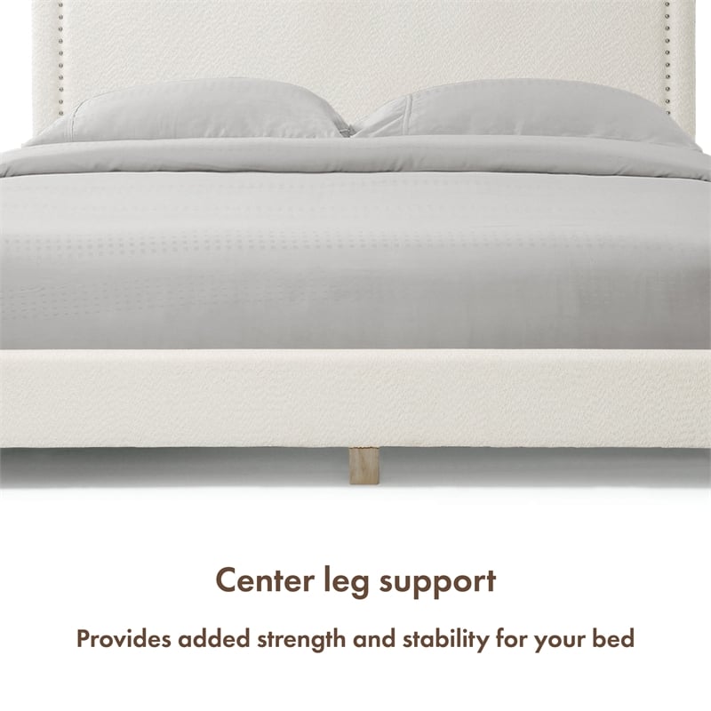 Furniture of America Lila Boucle Fabric Mattress Ready Queen Bed in White