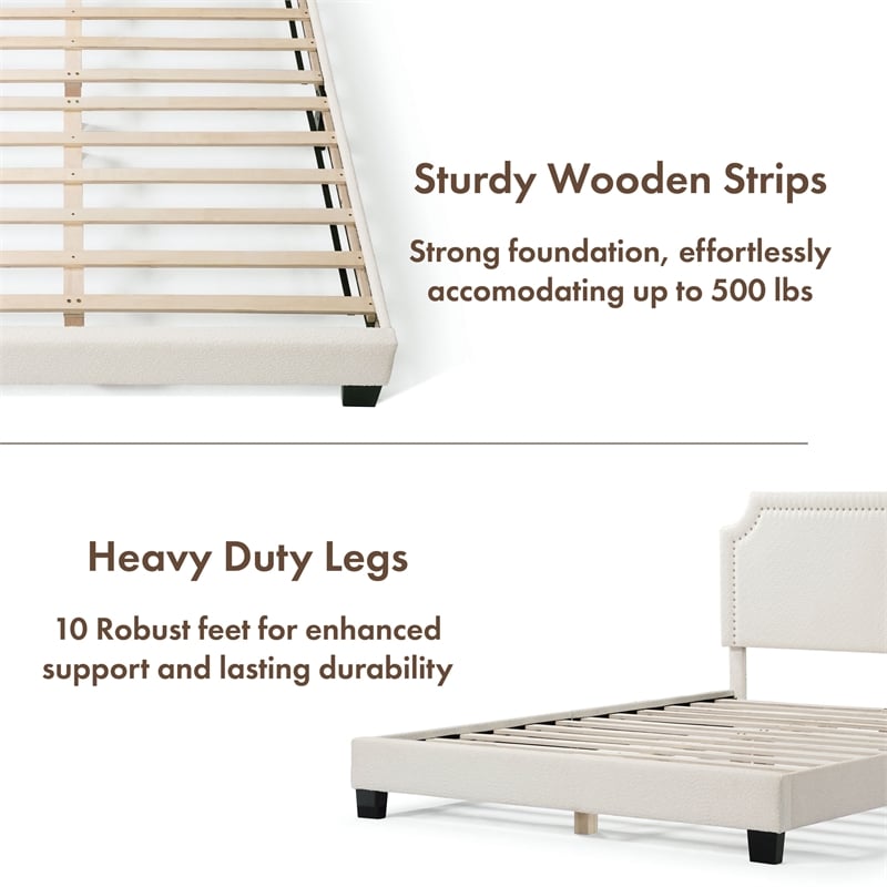 Furniture of America Lila Boucle Fabric Mattress Ready Queen Bed in White