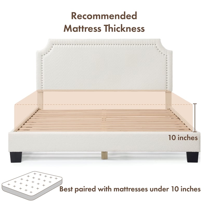 Furniture of America Lila Boucle Fabric Mattress Ready Queen Bed in White