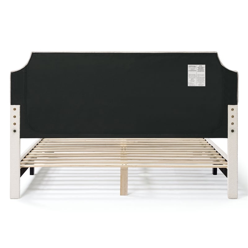Furniture of America Lila Boucle Fabric Mattress Ready Queen Bed in White