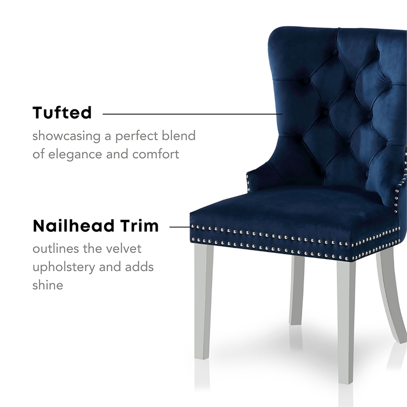 Furniture of America Swata Fabric Tufted Dining Chair in Black (Set of 2)