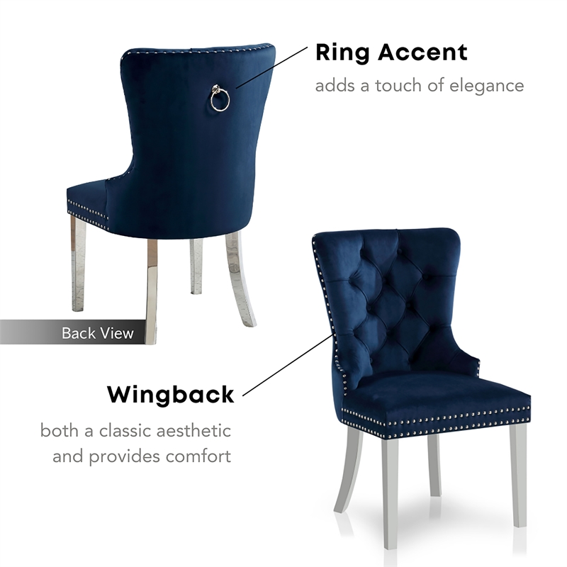 Furniture of America Swata Fabric Tufted Dining Chair in Black (Set of 2)