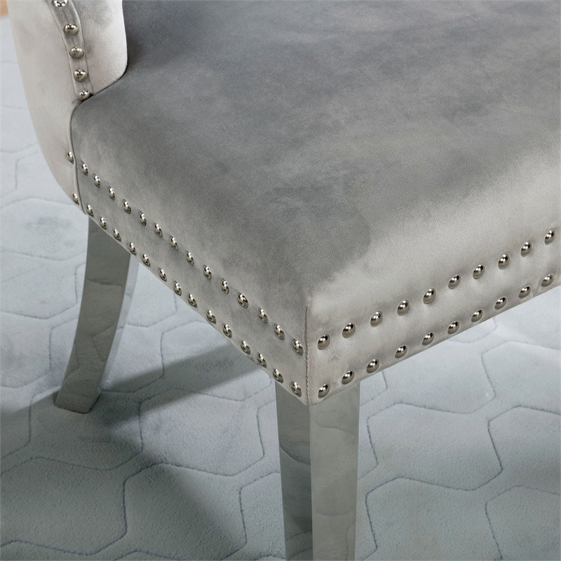 Furniture of America Swata Fabric Tufted Dining Chair in Gray (Set of 2)