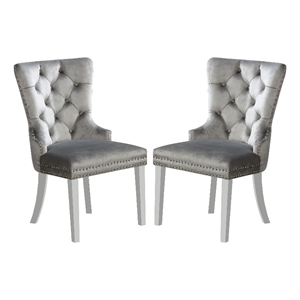 Furniture of America Swata Fabric Tufted Dining Chair in Gray (Set of 2)