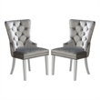 Furniture of America Swata Fabric Tufted Dining Chair in Gray (Set of 2)