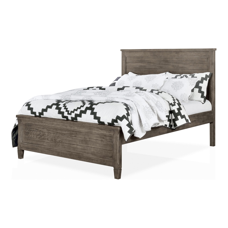 Furniture of America Haed Panel Wood Grain Texture Solid Wood Full Bed in Gray