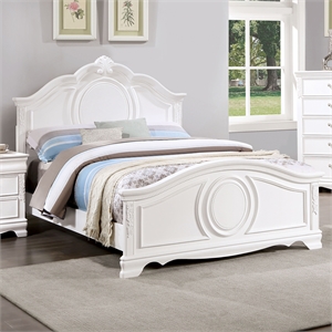 Furniture of America Heyd Crown Molding Solid Wood Twin Bed in White