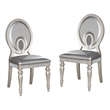 Furniture of America Arena Solid Wood Oval Back Side Chairs in Silver (Set of 2)