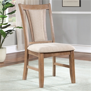 furniture of america arena solid wood side chairs in natural (set of 2)