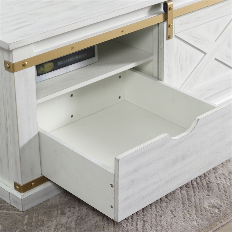 Furniture of America Nici Solid Wood Sliding Door Coffee Table in White