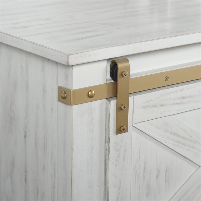 Furniture of America Nici Solid Wood Sliding Door Coffee Table in White