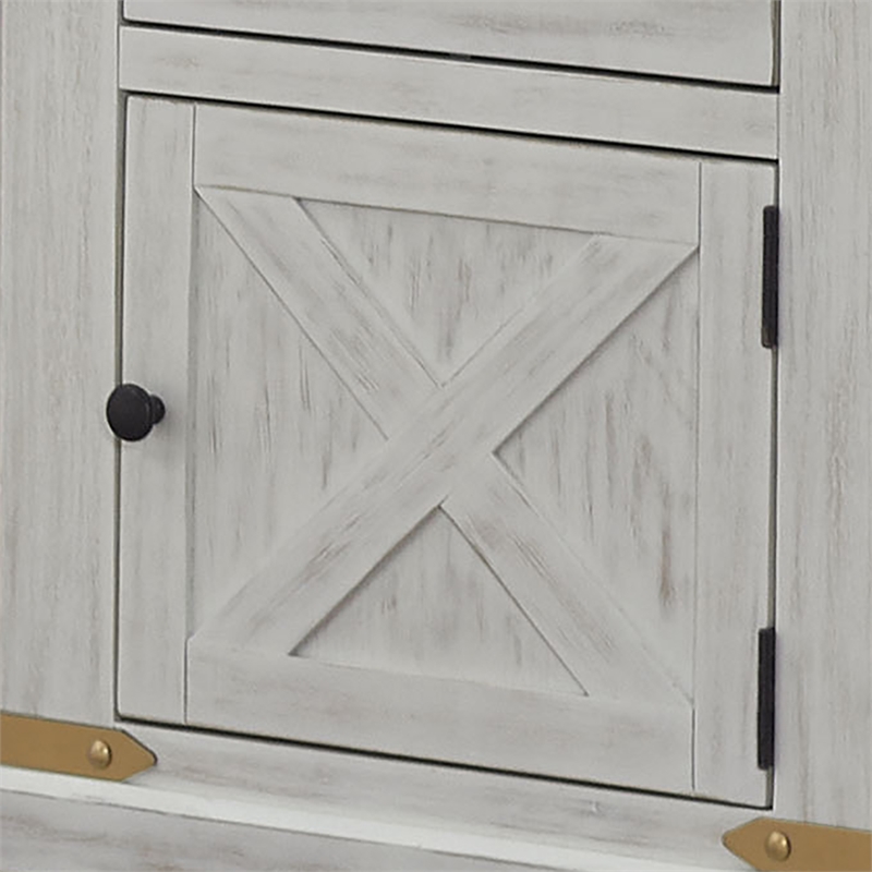 Furniture of America Nici Solid Wood Storage End Table with Door in White