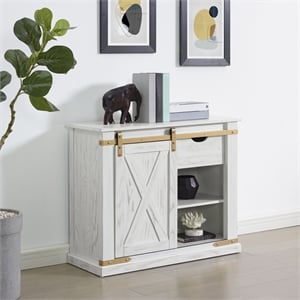Furniture of America Nici Solid Wood Storage Sliding Door Sofa Table in White