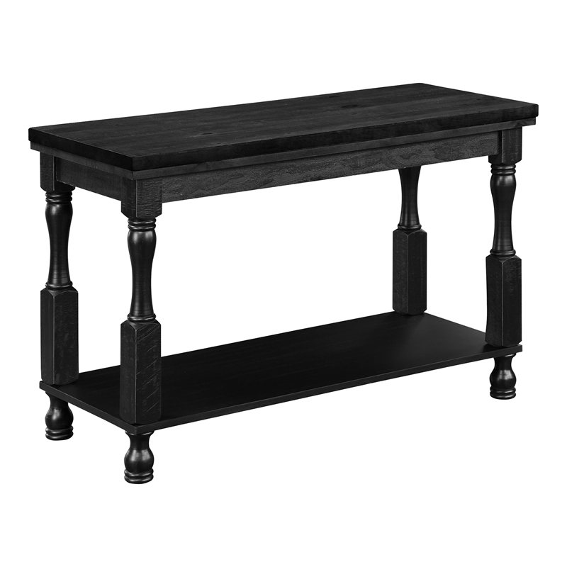 Furniture of America Neli Solid Wood Storage Sofa Table in Antique Black