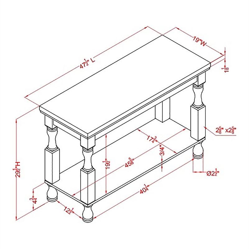 Furniture of America Neli Solid Wood Storage Sofa Table in Antique Black