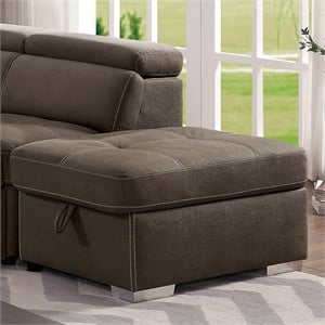Furniture of America Hoil Fabric Storage Tufted Ottoman in Light Brown