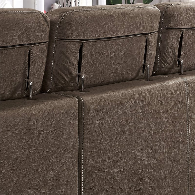 Furniture of America Hoil Fabric U-Shaped Sectional in Light Brown