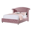 Furniture of America Gijit Wingback Tufted Fabric Queen Bed in Pink