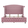 Furniture of America Gijit Wingback Tufted Fabric Queen Bed in Pink