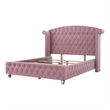Furniture of America Gijit Wingback Tufted Fabric Queen Bed in Pink