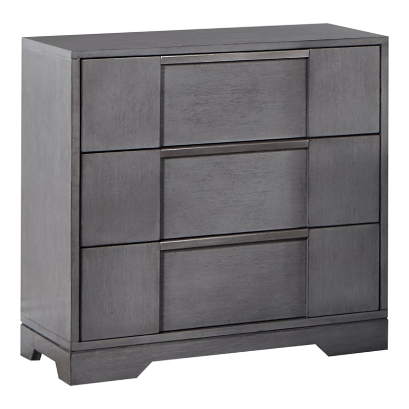 Furniture of America Soya 3-Drawer Solid Wood Gray Nightstand with Nickel Pulls