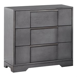 Furniture of America Soya 3-Drawer Solid Wood Gray Nightstand with Nickel Pulls