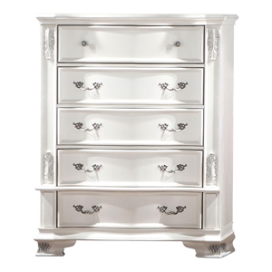 Furniture of America Kide 5-Drawer Solid Wood Chest in Pearl White