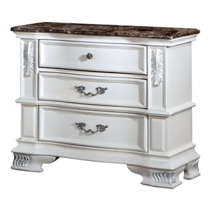 Furniture of America Kide 3-Drawer Solid Wood Nightstand in Pear White