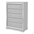 FOA Chid 5-Drawer Solid Wood Silver Chest with Ball-bearing Glides
