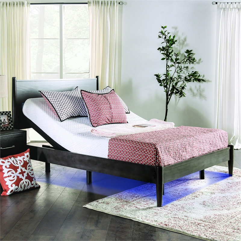 Furniture of America Virya Metal Full Adjustable Bed Base with USB in Black