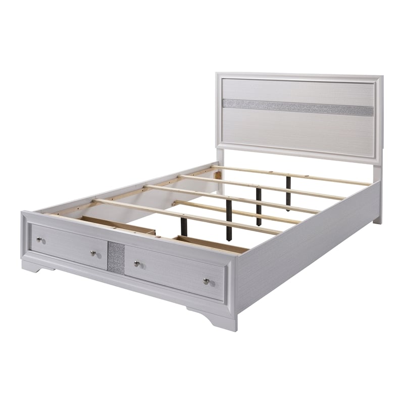 Furniture of America Laren Storage Mattress Ready Solid Wood Full Bed in White