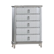 Furniture of America Pappa 5-Drawer Solid Wood Chest in Silver