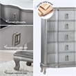Furniture of America Pappa 5-Drawer Solid Wood Chest in Silver