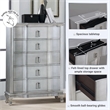 Furniture of America Pappa 5-Drawer Solid Wood Chest in Silver
